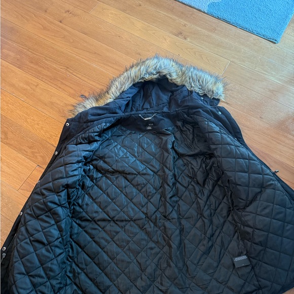 Black Parka with Faux Fur Trim - Picture 3 of 5